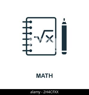 Icône mathématique.Panneau monochrome de la collection d'éducation scolaire.Illustration de l'icône Creative Math pour la conception de sites Web, les infographies et bien plus encore Illustration de Vecteur