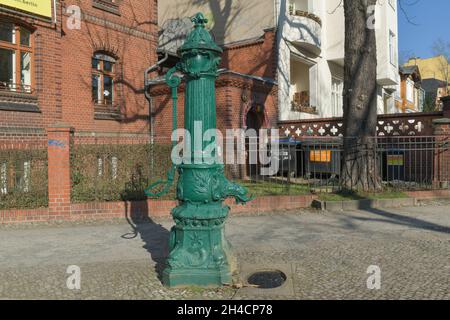 Historische Wasserpumpe, Friedrich-Wilhelm-Platz, Friedenau, Schöneberg, Berlin, Allemagne Banque D'Images