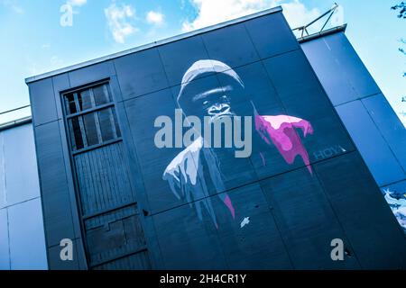 Graffiti, Abhörstation Teufelsberg, Grunewald, Charlottenburg-Wilmersdorf, Berlin, Allemagne Banque D'Images