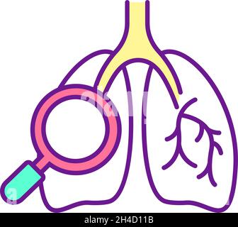 Icône de couleur RVB de l'examen des poumons Illustration de Vecteur