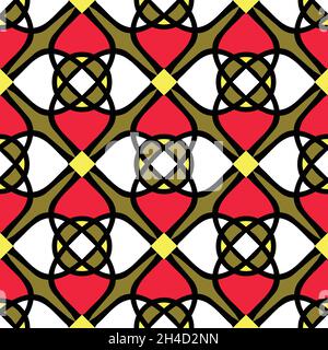 Motif vectoriel transparent avec mosaïque sur fond vert.Papier peint décoratif pour carreaux de sol.Texture textile de mode géométrique. Illustration de Vecteur