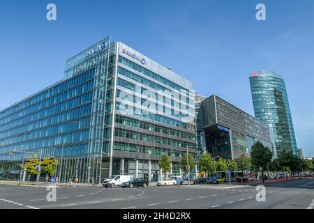 Sanofi, centre Sony, Potsdamer Platz, Tiergarten, Mitte, Berlin, Deutschland Banque D'Images
