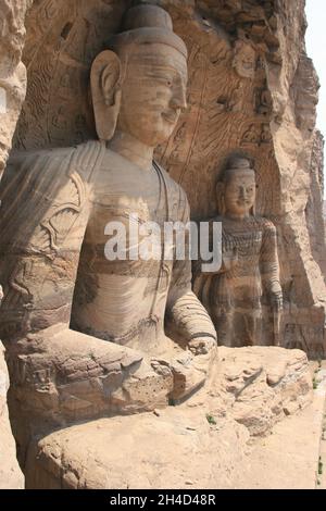 grottes bouddhistes du yungang à datong en chine Banque D'Images