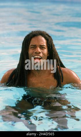 Eddy Grant à sa maison Baileys Plantation Barbade 1983 Banque D'Images