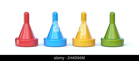 Illustration de rendu 3D de quatre pions de jeu isolée sur fond blanc Banque D'Images