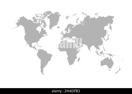 Carte du monde gris isolée sur fond blanc Illustration de Vecteur