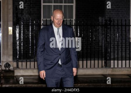 Le Premier ministre invite les plus grands chefs d'entreprise du monde, dont Goldman Sachs David Solomon, à dîner dans Downing Street pour tenter d'établir la « Grande-Bretagne mondiale ». Banque D'Images