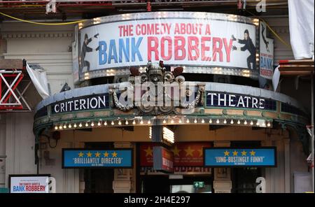 Une vue générale du Criterion Theatre, montrant la comédie sur un vol de banque à Londres.Photo datée du mercredi 1er août 2018.Crédit photo devrait se lire: Isabel Infantes / EMPICS Entertainment. Banque D'Images