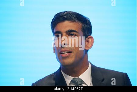 Le secrétaire en chef du Trésor, Rishi Sunak, parle pendant la deuxième journée de la Conférence du Parti conservateur qui se tient au Centre des congrès de Manchester.Photo datée du lundi 30 septembre 2019.Crédit photo devrait se lire: Isabel Infantes / EMPICS Entertainment. Banque D'Images