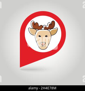 Deer plates d'une icône. Pointeur de carte. Les marqueurs de carte. Tête d'Animal vector illustration, eps 10 Illustration de Vecteur