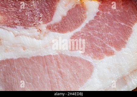 photo macro d'une tranche de bacon, texture de la viande de porc Banque D'Images