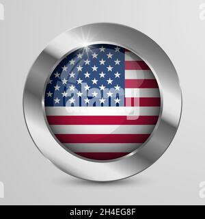 Bouton EPS10 Vector Patriotic avec couleurs drapeau USA.Un élément d'impact pour l'utilisation que vous voulez en faire. Illustration de Vecteur