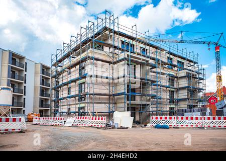 Construction résidentielle d'un bâtiment de plusieurs étages en Allemagne Banque D'Images