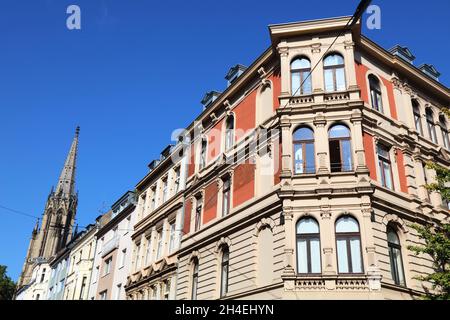 Cologne, Allemagne.Vue sur l'ancienne rue résidentielle dans le quartier Rathenau-viertel de Cologne. Banque D'Images