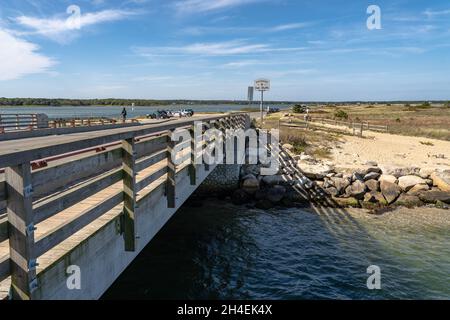 JAWS Bridge sur Martha's Vineyard, l'emplacement a été utilisé pour filmer le film original de Jaws Banque D'Images