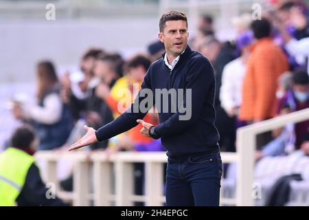 Florence, Italie.31 octobre 2021.Thiago Motta (entraîneur-chef Spezia) pendant l'ACF Fiorentina vs Spezia Calcio, football italien série A match à Florence, Italie, octobre 31 2021 crédit: Independent photo Agency/Alay Live News Banque D'Images