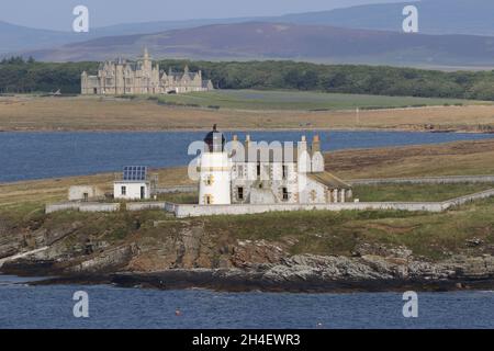 Vue sur le château de Balfour, Orcades Banque D'Images