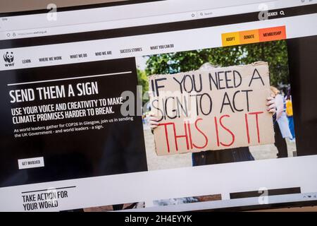 Page d'accueil du site Web du groupe de campagne sur l'environnement du Fonds mondial pour la nature. Banque D'Images