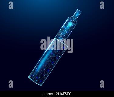 Kit de stylo de tête d'impression et élément filaire mod.Modèle d'affiche avec boîte de vapotage basse en polyéthylène luminescent.Abstrait futuriste moderne.Isolé sur fond bleu foncé Illustration de Vecteur