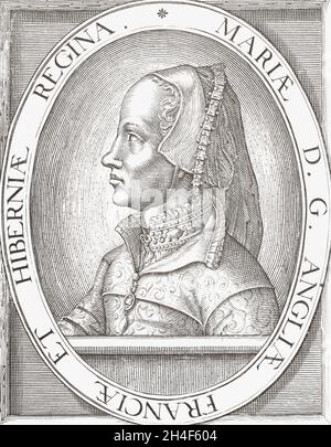 Mary I, 1516 – 1558, alias Mary Tudor.Reine d'Angleterre et d'Irlande.Après une œuvre d'un artiste non identifié. Banque D'Images
