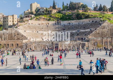 AMMAN, JORDANIE - 31 MARS 2017 : vue sur le théâtre romain d'Amman. Banque D'Images