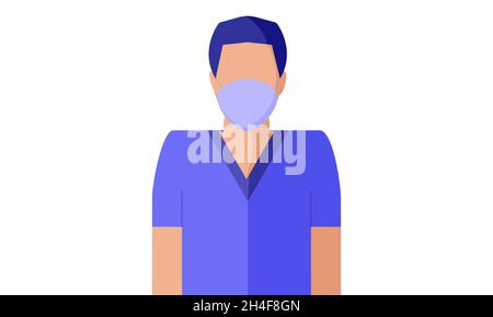 Hommes dans un masque médical protégeant contre le virus. Illustration de Vecteur