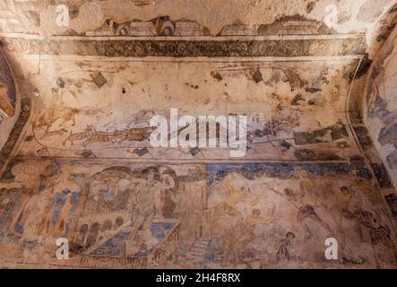 QUSAYR AMRA, JORDANIE - 3 AVRIL 2017 : fresques de Qusayr Amra parfois Quseir Amra ou Qasr Amra , l'un des châteaux du désert situé dans l'est de la Jordanie Banque D'Images