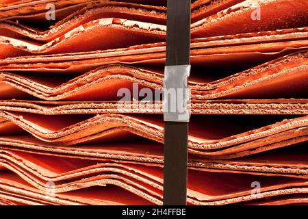 Close up detail de cathodes en cuivre Banque D'Images