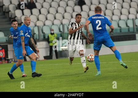 Turin, Italie.02 novembre 2021.Danilo Luiz da Silva (Juventus FC) en action pendant le Juventus FC contre Zenit Saint-Pétersbourg, match de football de la Ligue des champions de l'UEFA à Turin, Italie, novembre 02 2021 crédit: Independent photo Agency/Alay Live News Banque D'Images