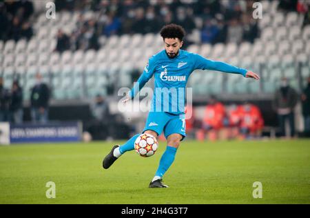 Turin, Italie.02 novembre 2021.Claudinho de Zenit Saint-Pétersbourg lors de la Ligue des champions de l'UEFA, Groupe H, match de football entre Juventus FC et Zenit le 02 novembre 2021 au stade Allianz à Turin, Italie crédit: Agence de photo indépendante/Alay Live News Banque D'Images