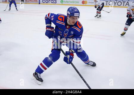 Saint-Pétersbourg, Russie.02 novembre 2021.Jonas Kemppainen (23) de SKA Saint-Pétersbourg vu pendant la saison régulière 2021-22 de la KHL de la Ligue de hockey Kontinental entre SKA Saint-Pétersbourg et Metallurg Magnitogorsk au Palais des sports de glace.Note finale; SKA Saint-Pétersbourg 2:3 Metallurg Magnitogorsk.Crédit : SOPA Images Limited/Alamy Live News Banque D'Images
