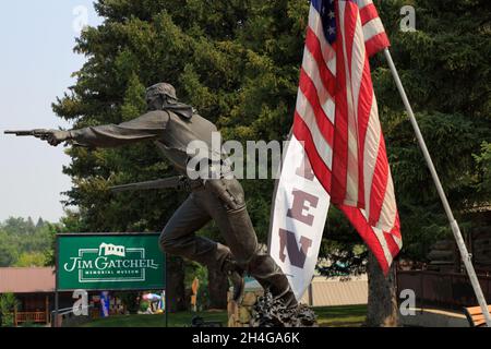 Dernière course de la Statue de Nate Champion par D.Michael Thomas dans le quartier historique du centre-ville de Buffalo.Wyoming.USA Banque D'Images