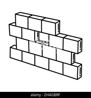 Blocs de ciment partie du matériel et de l'équipement de l'entrepreneur dispositif dessiné à la main icône ensemble Vector. Illustration de Vecteur