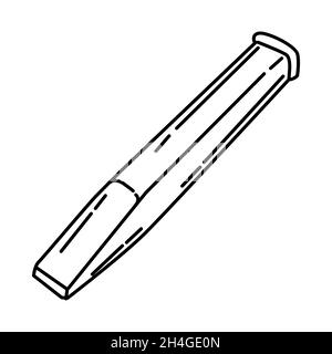 Burin en béton partie du matériel et de l'équipement de l'entrepreneur dispositif dessiné à la main icône ensemble Vector. Illustration de Vecteur
