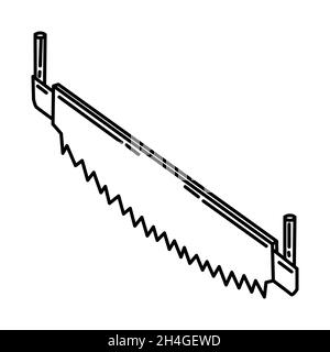 Deux pièces de scie de l'entrepreneur matériel et équipement appareil dessiné à la main icône ensemble vecteur. Illustration de Vecteur