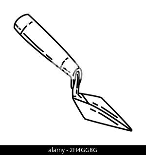 La truelle de pointage fait partie du matériel et de l'équipement de l'entrepreneur dispositif dessiné à la main icône définir le vecteur. Illustration de Vecteur