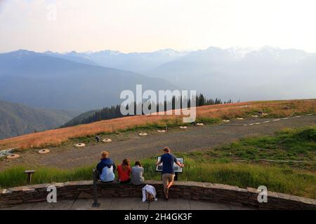 Visiteurs à Hurricane Ridge Visitor.Olympic National Park.Washington State.USA Banque D'Images