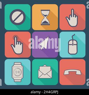 Ensemble d'icônes plates. Illustration de Vecteur