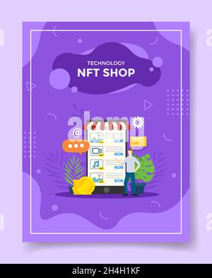 nft non fongible token shop vendeur pour modèle de bannières, prospectus, livres et illustration de couverture de magazine Banque D'Images