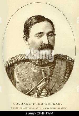 Gravure du colonel Frederick Gustavus Burnaby, tirée d'une publication vers 1880 Banque D'Images