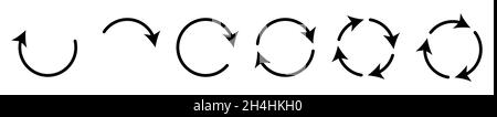 Ensemble de flèches de cercle noires.Icônes vectorielles isolées sur fond blanc Illustration de Vecteur