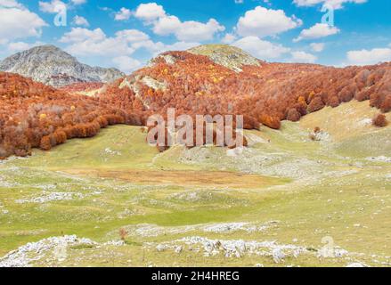 Niché dans les magnifiques Abruzzes, le Latium et le parc national Molise, Lago vivo est l'un des endroits les plus spectaculaires des Apennins Banque D'Images