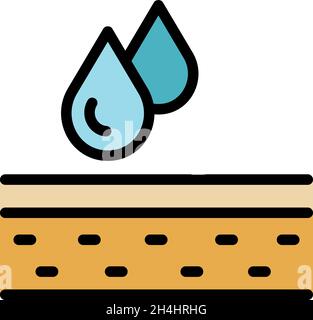 Icône gouttes d'eau pour le visage des rides.Contours rides face gouttes d'eau vecteur icône couleur plat isolé Illustration de Vecteur