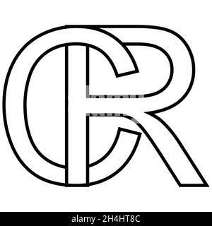 Logo signe rc, cr icône signe lettres entrelacées c r logo rc cr premières lettres majuscules motif alphabet Illustration de Vecteur