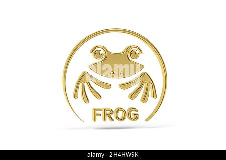 Icône Golden 3d Frog isolée sur fond blanc - rendu 3d Banque D'Images