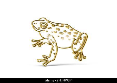 Icône Golden 3d Frog isolée sur fond blanc - rendu 3d Banque D'Images