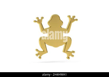 Icône Golden 3d Frog isolée sur fond blanc - rendu 3d Banque D'Images