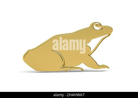 Icône Golden 3d Frog isolée sur fond blanc - rendu 3d Banque D'Images