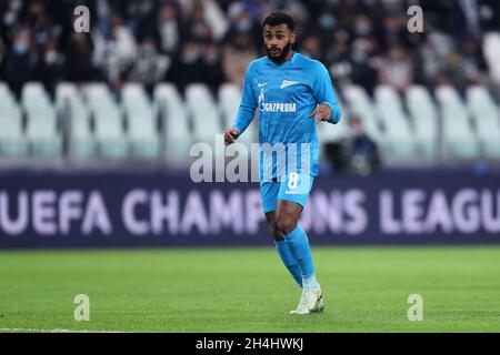 Marcus Wendel, de Zenit, se penche sur le match H de l'UEFA Champions League entre le Juventus FC et le Zenit Saint-Pétersbourg au stade Allianz le 02 novembre 2021 Turin, Italie . Banque D'Images