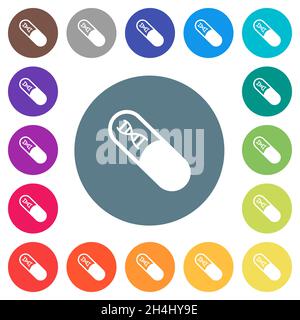 Médecine avec des icônes blanches plates de molécule d'adn sur fond rond de couleur.17 couleurs d'arrière-plan sont incluses. Illustration de Vecteur